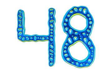 Poster - 3d Blue Number 48 For Math And Business Concept