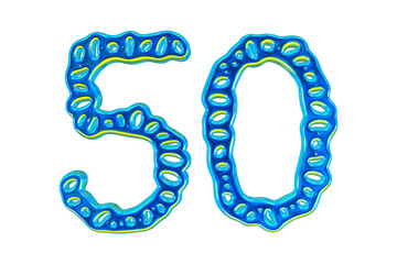 Poster - 3d Blue Number 50 For Math And Business Concept