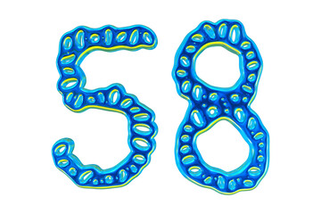 Poster - 3d Blue Number 58 For Math And Business Concept