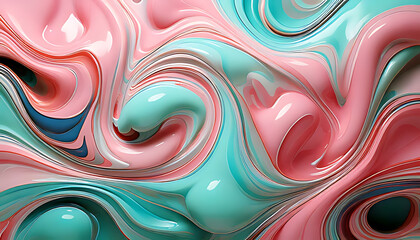 Fototapete - Abstract Swirls of Pastel Colors with Glossy Texture Backdrop
