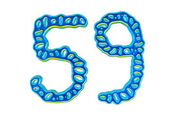 Poster - 3d Blue Number 59 For Math And Business Concept