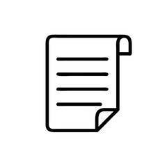 Poster - Icon of a Paper Sheet with Lines and a Rolled Edge  