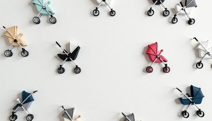 Wall Mural - Modern minimalist stroller pattern design, subtle grey & white , contemporary, kids, vector