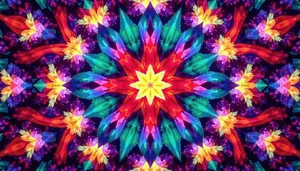 Wall Mural - Repeating diamond shapes create a vibrant kaleidoscope effect, background, design
