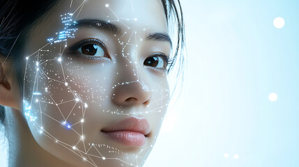 Poster - An AI powered system enhancing personalized skincare by analyzing real time skin conditions and environmental factors, futuristic AI-driven beauty platform, Skincare technology style