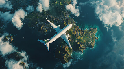 Poster - An AI powered system enhancing personalized travel planning by analyzing real time flight data and travel preferences, futuristic AI-driven travel platform, Travel technology style