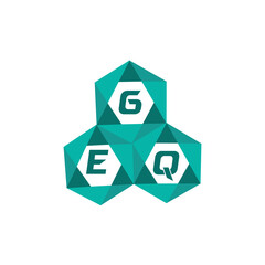 Poster - GEQ creative minimalist letter logo. GEQ unique vector initials alphabet letter logo design