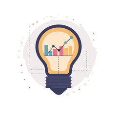 Poster - Lightbulb with Growth Chart: A Business Success Concept