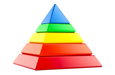 Poster - Pyramid with color levels, pyramid chart. 3d rendering isolated on transparent background