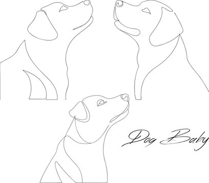 Dog Baby Minimalist Continuous One Line Art Drawing Illustration In Editable Stroke Style