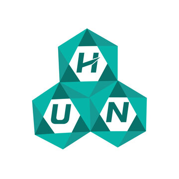 HUN creative minimalist letter logo. HUN unique vector initials alphabet letter logo design