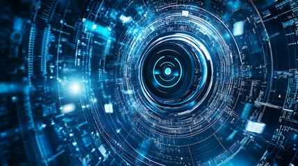 Poster - An AI powered system enhancing security camera monitoring by analyzing real time video feeds and motion detection, futuristic AI-driven security platform, Security technology style