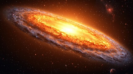 Wall Mural - Glowing galaxy disk with bright center and many stars in deep space