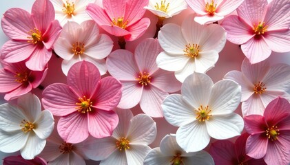 Canvas Print - Delicate, stylized blossoms arranged in a square tessellation , flower, geometric texture