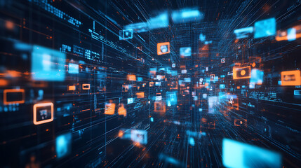 Poster - An AI powered system enhancing social media engagement by analyzing real time user interactions and content trends, futuristic AI-driven social media platform, Digital technology style