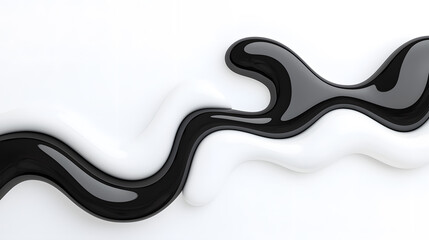 Wall Mural - abstract black and white liquid or paint swirl top view isolated on white background