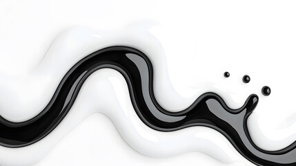 Wall Mural - abstract black and white liquid or paint swirl top view isolated on white background