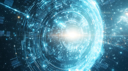 Poster - An AI powered system enhancing space tourism by analyzing real time orbital routes and environmental conditions, futuristic AI-driven space travel agency, Aerospace technology style