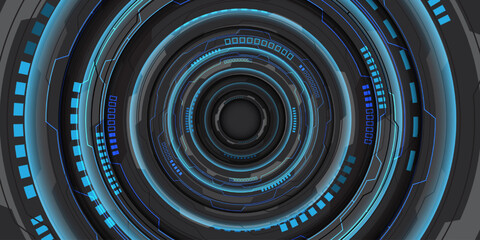 Poster - Abstract blue grey cyber circuit geometric technology futuristic design modern creative background vector