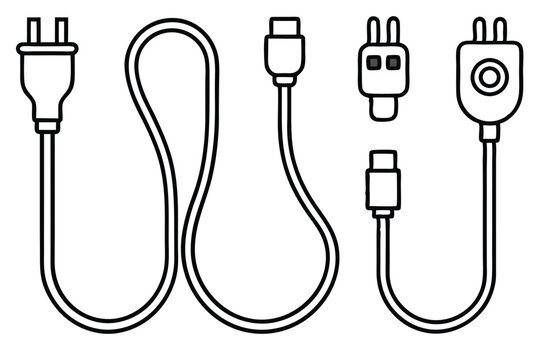 Extension Cord Line Art Simple Illustration for Modern Art Designs 