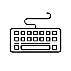 Fototapete - Outline keyboard vector graphic for computer input device and typing peripheral with cable connection design