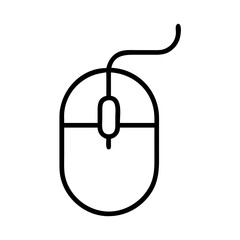 Fototapete - Outline computer mouse vector graphic for interface design and user experience with cable and scroll wheel icon