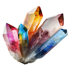 Poster - A stunning crystal positioned against a black background highlighting its natural beauty and unique facets isolated on transparent background..