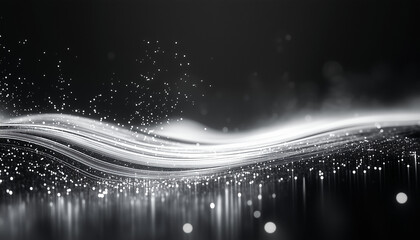 Leinwandbilder - Abstract Flowing Light with Sparkling Particles on Dark