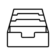 Poster - Office file cabinet drawer organizer for documents and paperwork storage in a modern line art style design