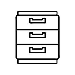 Poster - Three drawer filing cabinet office furniture storage organizer for documents and supplies icon vector