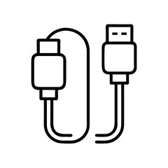Poster - Usb cable icon vector illustration, data transfer cable, charger cable, connector cable, line art