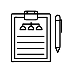 Poster - Clipboard with organization chart and pen vector illustration for planning and task management concept