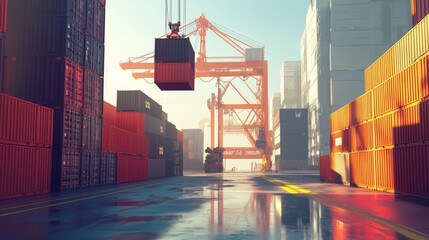 Poster - Container loading action in industrial port urban environment high-contrast viewpoint dynamic scene