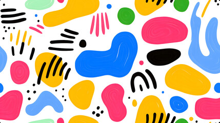 Wall Mural - abstract seamless pattern with colorful, flowing shapes in a vibrant and energetic on white