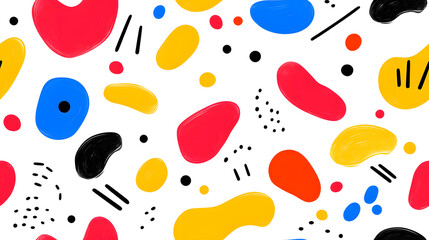 Wall Mural - abstract seamless pattern with colorful, flowing shapes in a vibrant and energetic on white