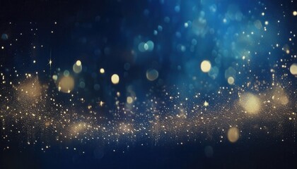 Aufkleber - abstract golden glitter dust on deep blue bokeh background for luxury celebration, festive card, or elegant website design

