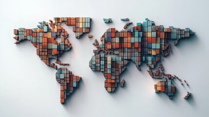 Poster - Global shipping trends contemporary world map art business insight modern environment creative perspective