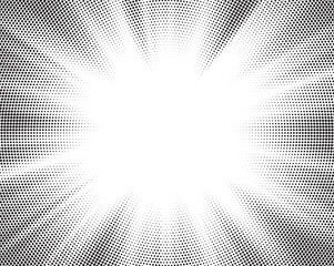 Aufkleber - Vector halftone sun-ray background. Retro style abstract sunburst design. Vector illustration.