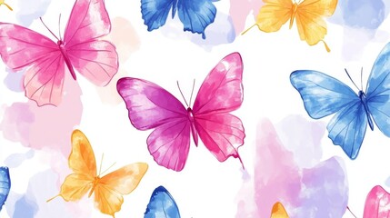 Poster - Colorful butterflies dance in a natural setting creative artwork bright environment vibrant viewpoint imaginative concept