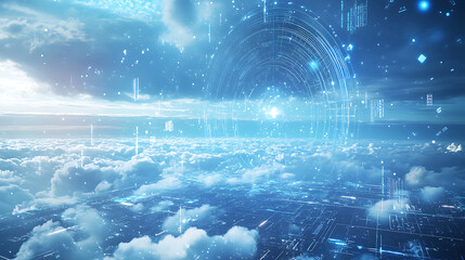 Poster - An AI powered system enhancing weather prediction by analyzing real time atmospheric data and satellite imagery, futuristic AI-driven weather platform, Environmental technology style