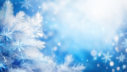 Poster - dreamy winter frost background with sparkling bokeh lights and delicate snowflakes, perfect for holiday designs and seasonal greetings