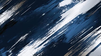 Poster - Abstract Diagonal Brushstrokes: Dynamic interplay of navy blue, silver, and white brushstrokes create an abstract diagonal pattern. Ideal for modern design projects.