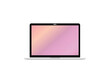 © Masud - Computer laptop with blank empty colorful screen for copy space text on working workplace vector illustration flat cartoon, pc with empty display work place office modern design image