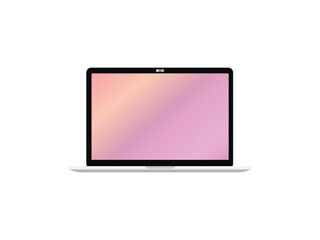 Fototapete - Computer laptop with blank empty colorful screen for copy space text on working workplace vector illustration flat cartoon, pc with empty display work place office modern design image