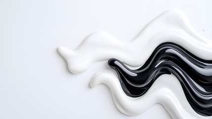 Wall Mural - abstract black and white liquid or paint swirl top view isolated on white background