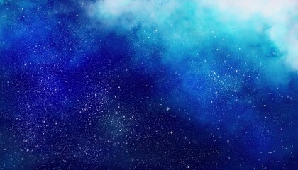 Poster - dreamy night blue galaxy with glowing stars and foggy nebula texture for christmas new year card or winter background design


