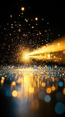 Wall Mural - sparkling light explosion with bokeh effects against dark background