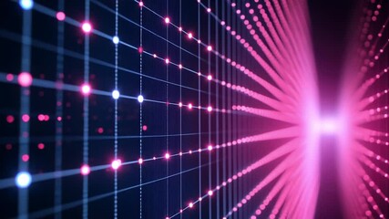 Poster - Abstract digital background with glowing lines and light particles creating a dynamic wave effect in vibrant colors for creative projects