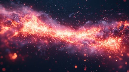 Wall Mural - Swirling, fiery nebula. Lights glow intensely against a dark, cosmic backdrop