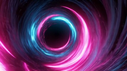 Poster - Vibrant Circular Tunnel with Blue and Pink Light Trails Creating a Dynamic and Hypnotic Visual Effect for Creative Projects and Digital Media Usage